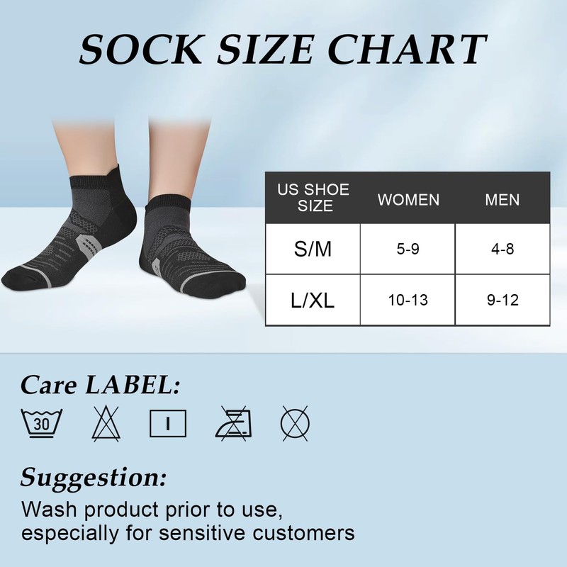 8 Pairs Ankle Running Compression Sock for Men and Women,Cushioned
