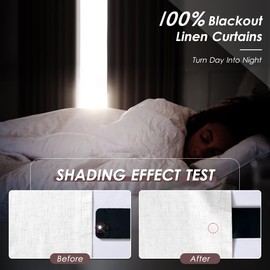 100% Blackout Linen Curtains 94 Inch Length 2 Panels for Living Room Loop Rod Pocket Black Out Drapes Cream Colored Heat Reducing Total Blackout Window Curtain for Bedroom 94 inches Long