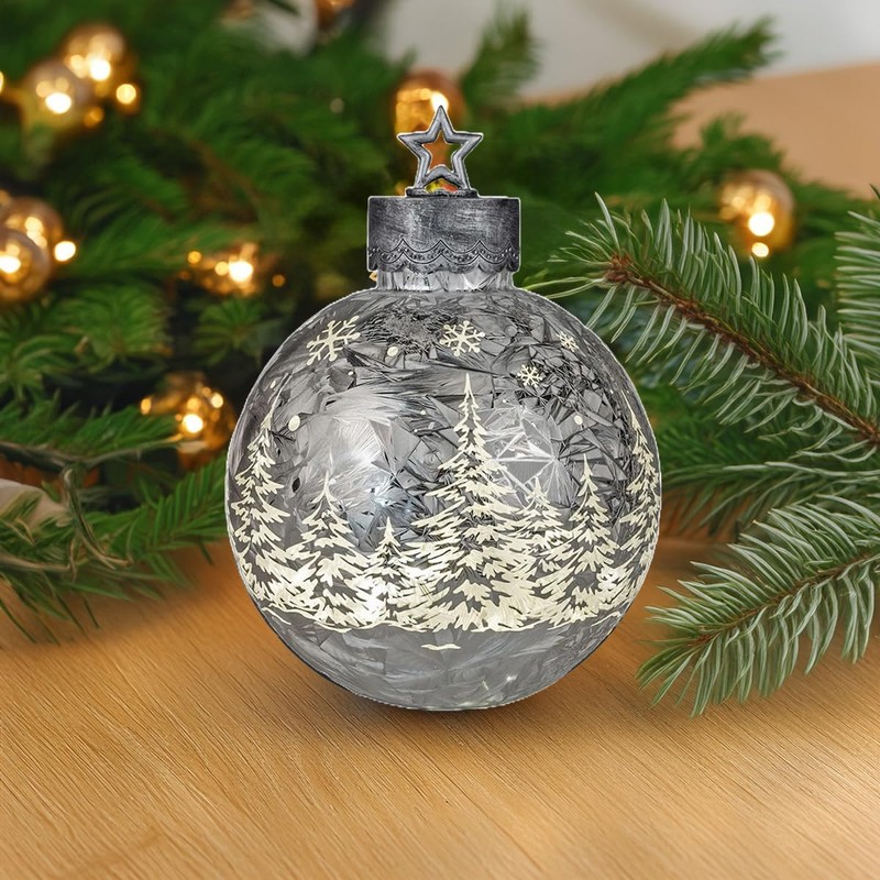 formano Deko-Kugel Silber- Frosty 29cm mit LED Licht Timer Beleuchtete