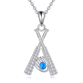 HUKKUN Baseball Necklace Softball Necklace Sterling Silver Sports Jewelry Baseball Gifts for Men Women