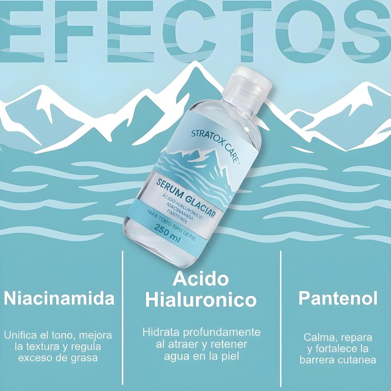 Serum Acido Hialuronico con Agua Glaciar Niacinamida y Pantenol 250