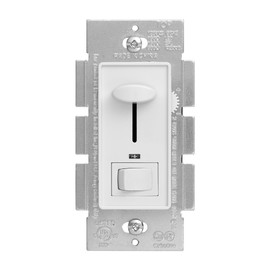 Maxxima Dimmer Electrical Light Switch - Featuring Blue Indicator Light, LED Compatible, 3-Way/Single Pole Use, 600 Watt Max, Dimmable Lamp and Lighting Control, Screwless Wall Plate Included - White
