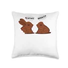 Easter Chocolate Theme Brand Chocolate Bunny Easter Basket Funny My Butt Hurts Throw Pillow, 16x16, Multicolor