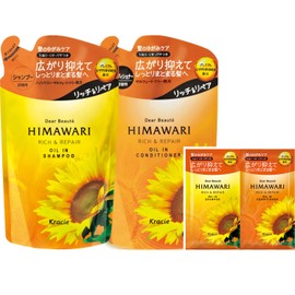 Diaborte Oil In Shampoo & Conditioner (Rich & Repair) Refill Set, 12.2 fl oz (360 ml) + 12.2 oz (360 ml) + 12.2 oz (360 g) with Bonus Bonus Hair