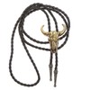 Jeilwiy Western Bolo Tie for Men Gold Cow Skull Bolo