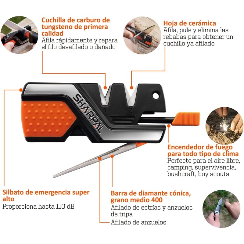 SHARPAL 101N Afilador de cuchillos de bolsillo 6 en 1,