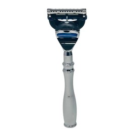 GBS - Maquinilla de afeitar para hombre, diseño de diamante, mango cromado, tecnología de 5 hojas, mango largo de cromo inoxidable con cartucho profes