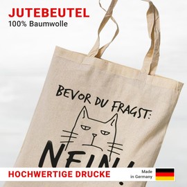 tradercat Jute Bag Printed Vintage Funny Saying Fabric Bag Printed for Shopping Jute Bag Aesthetic as a Fashion Accessory Jute Bag Saying, 100% Cotton (Before You Ask No), beige