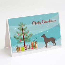 Mexican Hairless Dog Xolo Christmas Tree Greeting Cards and Envelopes Pack of 8