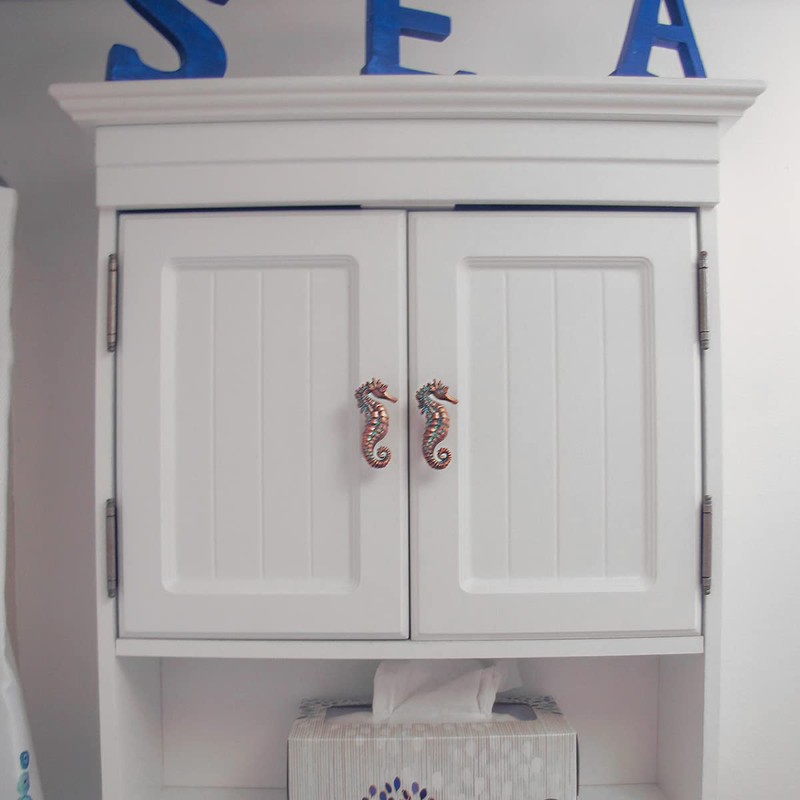 Treasure Gurus Verdigris Copper Metal Seahorse Kitchen Cabinet Pull Dresser