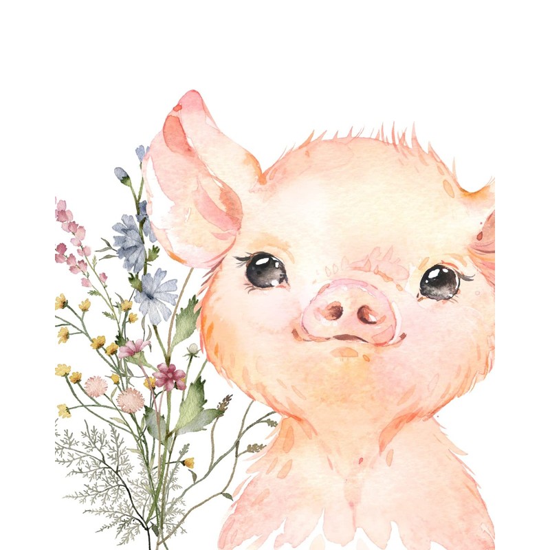 Farm Animal Nursery Little Girls Room Wild flowers Decor Set