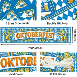Oktoberfest Fence Banner, 8.2×1.6ft Large Bavarian Oktoberfest Banner