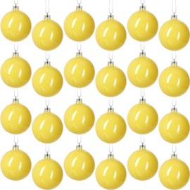 24 Pcs 3.16 inches Yellow Christmas Ball Christmas Tree Ornaments Christmas Tree Pendants Xmas Shiny Balls Baubles Set for Christmas Tree Hanging Wreath Garland Decorations（Yellow）