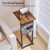 HOOBRO C Shaped Side Table with Charging Station, Slide Under