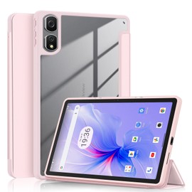 TOPCASE Case for Blackview Tab 16 Pro Tablet 11 Inch, Ultra Leather Stand Clear Transparent PC Back Protective Case with Auto Sleep/Wake Function Cover, Pink