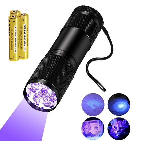 Black Light, UV Light, LED Flashlight, Ultraviolet 395nm, Aluminum Alloy
