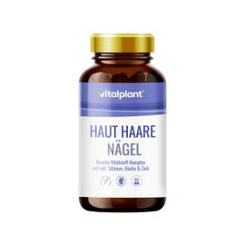 Vitalplant® Haut Haare Nägel Kapseln | Mit Biotin, Zink & Selen für Haut Haare Nägel | Kieselerde Kapseln hochdosiert | 90 Vegan Stk. | Made in Germany