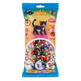 Hama Perlen 205-68 lperlen Beutel mit ca. 6.000 Midi Bastelperlen in 52 Farben mit Durchmesser 5 mm, kreativer Bastelspaß für Groß und Klein
