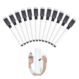 Mirhua Extra Fine Magnetic Pen Whiteboard for Home Office School Portable Multi-Color Whiteboard Compatible with Plastic (Black 12pcs)