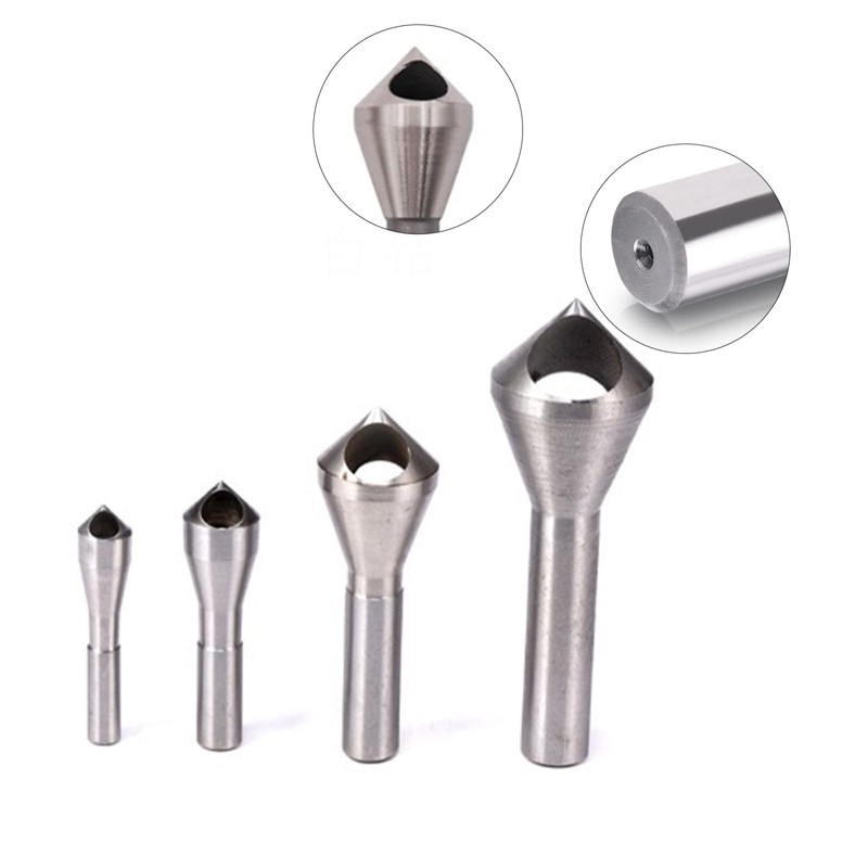 Bamyli 4 Pcs Titanium Coated Countersink Chamfer Tool Metal Countersink