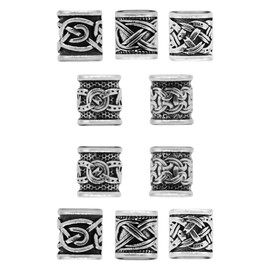 Laroal 10PCS Viking Beard Beads Metal Viking Beard Beads Hair Bead Pendant Styling Tool for DIY Beard Braids Hair Accessories for Men Gentlemen’s and Hair Styling Kit