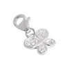 jewellerybox Sterling Silver CZ Crystal Encrusted Butterfly Clip on Charm