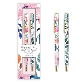 Faithworks Christian Gifts-Set of 2 Inspirational Medium Point Retractable Ballpoint Pens, Rejoice and Be Glad