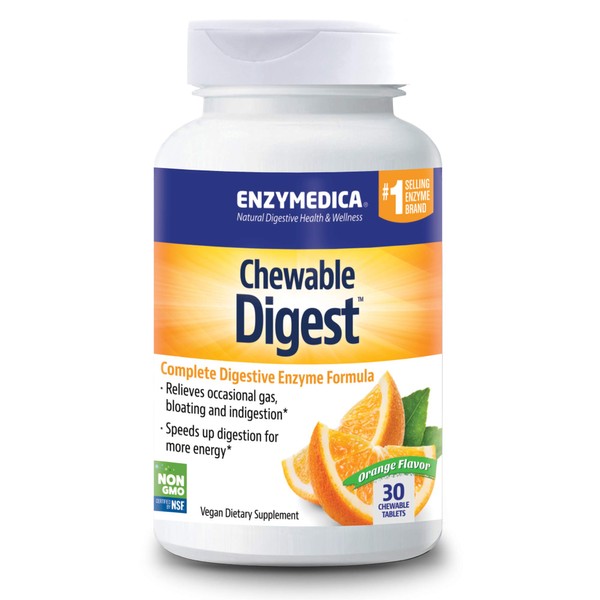 Enzymedica, Digest Chewable, Digestive Enzymes, Orange, 30 Tablets
