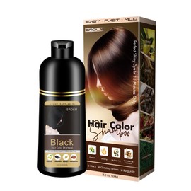 SROLM All-in-1 Hair Dye Shampoo for Women & Men - Natural Black Hair Color to Cover Gray Hair, Herbal Formula with Ginseng & He Shou Wu, Gentle Gray Coverage (Black)
