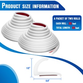 MAHOOMMAKH 40 FT RV Rain Gutter Plastic Drip Rail, 1/2 inch RV Trim Molding, RV Rain Gutter Diverter Fit for Car, Truck, RV, Boat and Home Application (White)