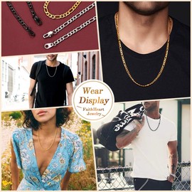 FaithHeart Women's Men's Chain, 3 mm/5 mm/8 mm Stainless Steel Figaro Chain in Silver/Black/Gold, Classic Figaro Chain Necklace 45 cm - 75 cm Long, Chains for Birthdays, Father's Day, Christmas,