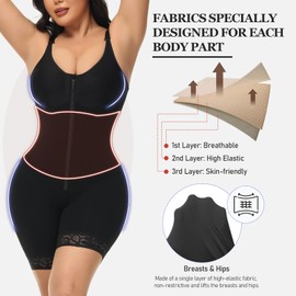 M MYODRESS Fajas Colombianas Shapewear for Women Body Shaper Tummy Control Shapewear Postparto Para Mujer Post Surgery Compression Garment Stage 2 Zipper Open Bust Bodysuit M