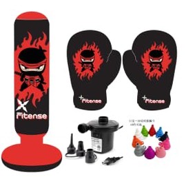 Fitense Kids Punching Bag, 63 Inch Inflatable Punching Bag with Manual Air Pump & Boxing Gloves, Kids Boxing Bag for Boys Girls Age 6-12, Red Ninja Boxing Set Christmas Birthday Toys for Karate