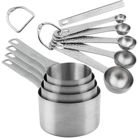 Smithcraft Measuring Cups and Spoons Set, 10 Piece Measuring Cup Set, 18/8 Stainless Steel Measuring Cups Spoons & Leveler, Baking Measure Cups, Kitchen Measurement Cups, Kitchen Gadgets for Cooking