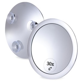 Mega-Powerful 30X Magnifying Makeup Mirror - Stick On, Ultra Portable Travel Cosmetic Mirror for Precise Makeup and Grooming, 6-inch (Chrome)