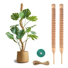 2 Pack Bendable Moss Pole 28 Inch, Monstera Plant Support Stake,Coco Coir Pole Sticks for Indoor Plants,Climbing Potted Plants，Pothos, Philodendron with Plants Ties