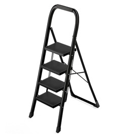KOLLMAX 2 3 4 Step Ladder Step Stool Ergonomic Folding Step Stool with Wide Anti-Slip (Black, 4 Step)