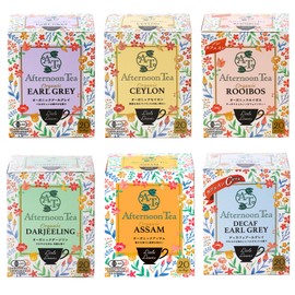 Gift Little Leaves Afternoon Tea 6 Gift Set (Ceylon Tea, Earl Grey, Louibos Tea, Darjeeling, Deca Fair Gray and Assam) 1 Box (20 Bags) (Assorted)