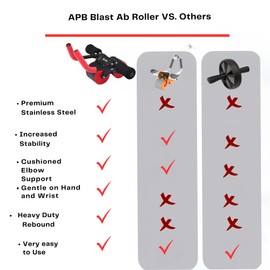 APB Blast Ab Roller, with thick elbow support with resistance spring. Ab workout for Abdonimal and Core strength Exercise. Equipment for a Home Gym and a Home Workout, Red