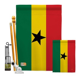 Breeze Decor FK108221-BO Ghana World Nationality Decorative Vertical Kit, House & Garden Flags Set w/Flagpole, Multi-Color