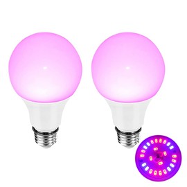 Grow Light Bulbs for Indoor Plants - Full Spectrum E26 A19 LED Lamp Bulb 12W - Balanced Spectrum 5000K with Red & Blue Light for Seeds, Greens, Hydroponics - 2 Pack