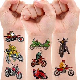 8 Sheets Dirt Bike Temporary Tattoos Stickers Racing Motocross Themed Birthday Party Supplies Motorcycle Party Decorations Dirt Bike Party Favors for Kids Boys Girls Gifts Party Game School Prizes