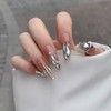 Glitter Nail Tips 24pcs Long Fake Nails Skin Color for