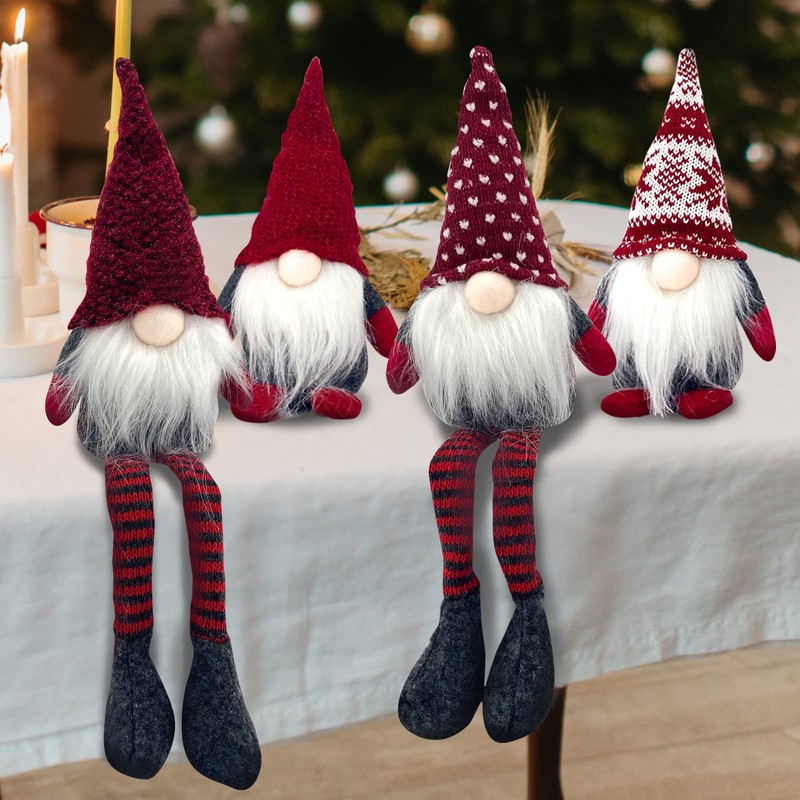 DUJSRZL Christmas Gnomes Knitted Plush Santa Claus Handmade Table Decorations