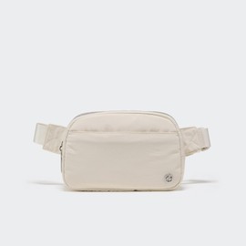 Pander Everywhere Belt Bag for Women, 5 Zipper Pockets RPET Polyester Crossbody Fanny Pack Purse (White Opal).