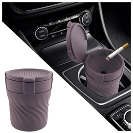 Car Silicone Ashtray,Drop-Proof & Non-Breakable Smokeless Car Ashtrays for Cup Holder Smell Proof with Separate Design,Portable Cars Ashtrays with Lid as Cars Trash Can (Purple)