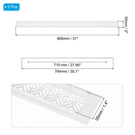 PATIKIL 31 x 2 Inch Door Air Vent Cover, 2 Pcs Heavy Duty Aluminum Grille Ventilation Cover Louvered with Mounting Screws for Cabinet Wardrobe Door, White