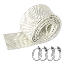 Exhaust Hose, 25 mm Heat Protection Hose, Auxiliary Heater, Insulation Hose, Power Generator for Emergency Generator Exhaust Pipe, Fibreglass Sleeving with 4 Clips for Air Conditioning Heaters 200 cm