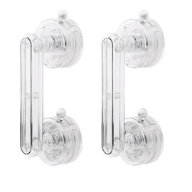 Transparent Non-Piercing Suction Grab Bar Heavy-Duty Waterproof Safety Handle for Bathroom, Shower Doors, Windows & Kitchen, Removable Handrails (2)