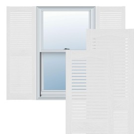 Ekena Millwork Lifetime Vinyl LL1S12X02500WH Standard Cathedral Top Center Mullion, Open Louver Vinyl Shutters, w/Installation Shutter-Lok's & Matching Screws (Per Pair), 12"W x 25"H, White
